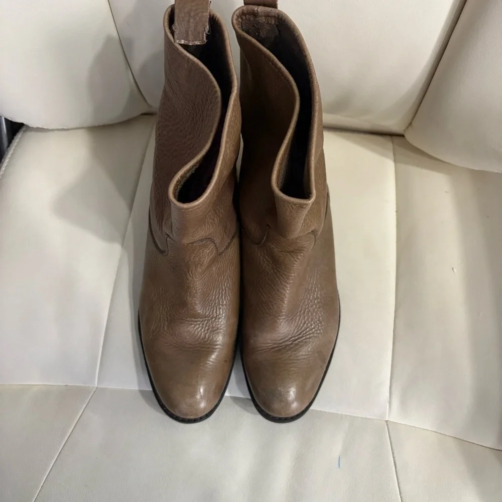 Coach Women’s Callan Pebble Leather Mid Calf Boots | Light Brown Boot | Size 6.5